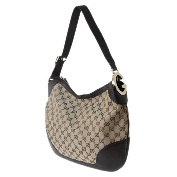 Gucci Shoulder Black Khaki Bag Green Jacquard GG Leather - Picture 1 of 1